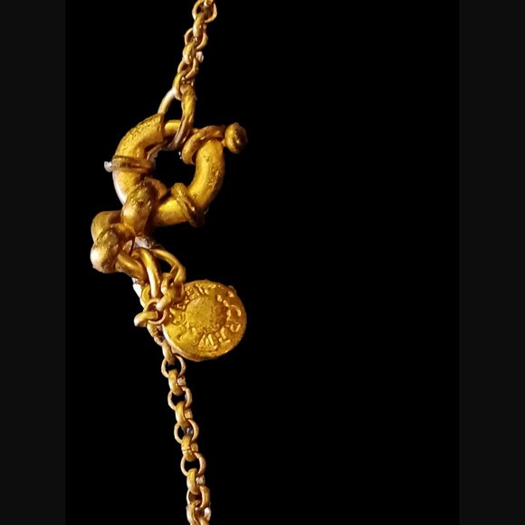 J.crew Gold Tone Vintage Floral Rhinestone 31.5" Drop Dangle Necklace - Picture 5 of 9